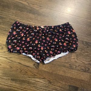 Wallflower Sleep Shorts Sleepwear Floral Black Large L VGUC